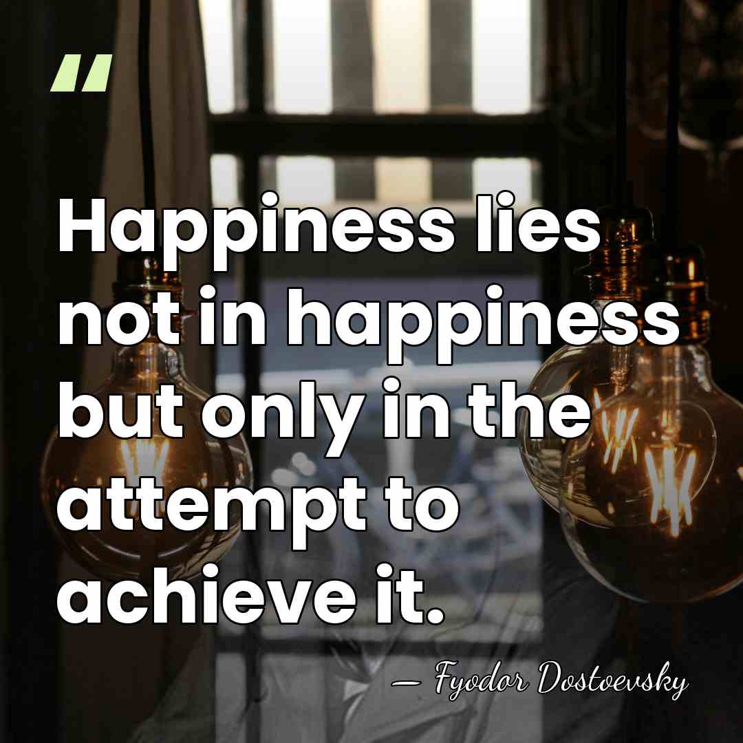 Happiness lies not in happiness but only in the attempt to achieve&hellip; - Fyodor Dostoevsky