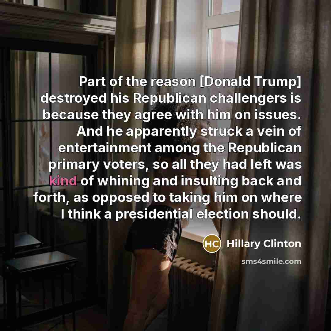 “Part of the reason [Donald Trump] destroyed his Republican challengers…” quote by Hillary Clinton