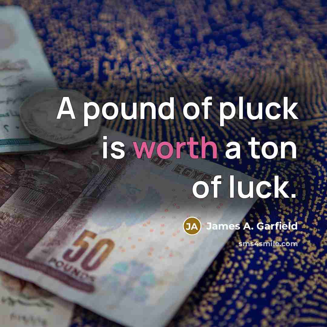 “A pound of pluck is worth a ton of luck.…” quote by James A. Garfield