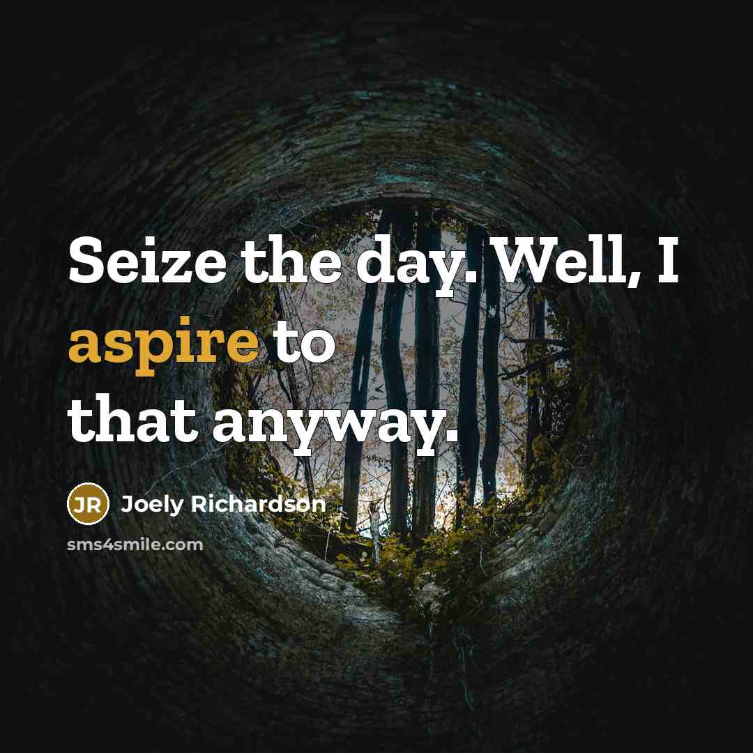 “Seize the day. Well, I aspire to that anyway.…” quote by Joely Richardson