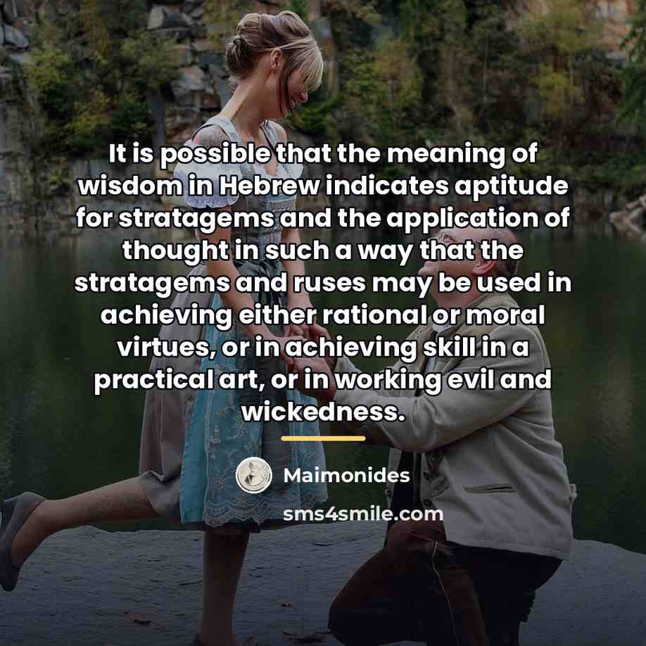 “It is possible that the meaning of wisdom in Hebrew…” quote by Maimonides