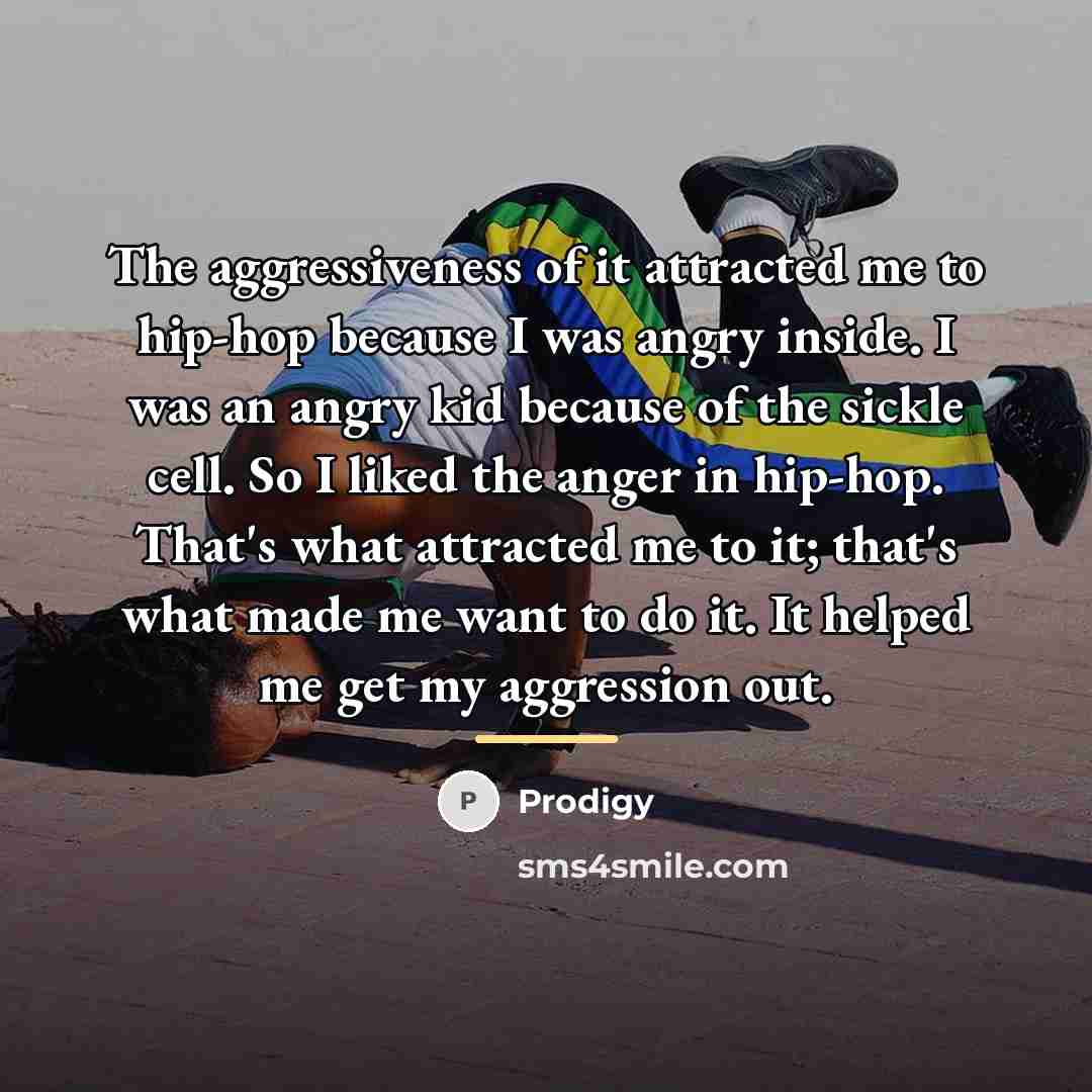 “The aggressiveness of it attracted me to hip-hop because I…” quote by Prodigy