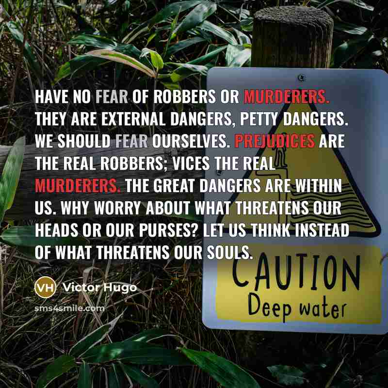 “Have no fear of robbers or murderers. They are external…” quote by Victor Hugo