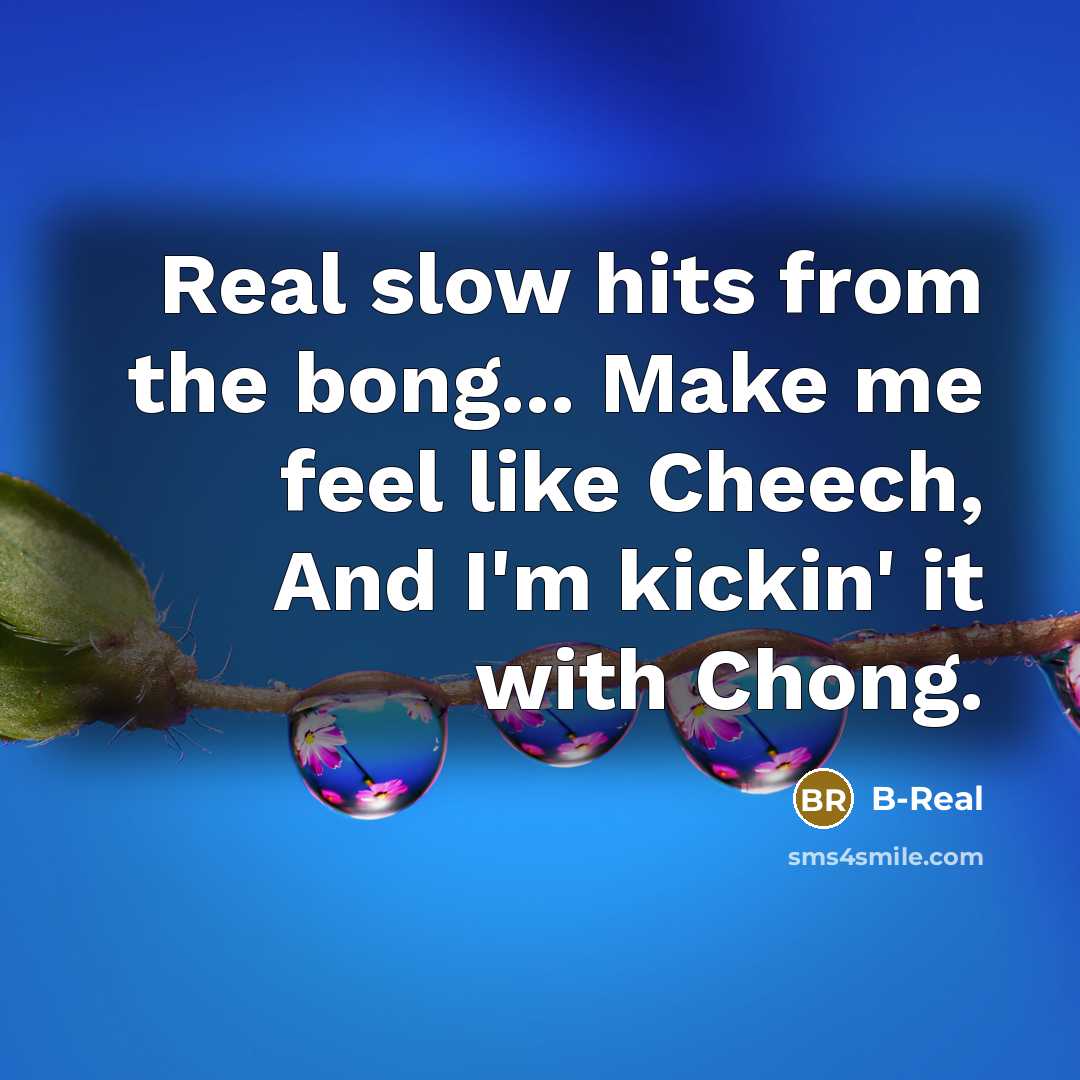 “Real slow hits from the bong... Make me feel like…” quote by B-Real