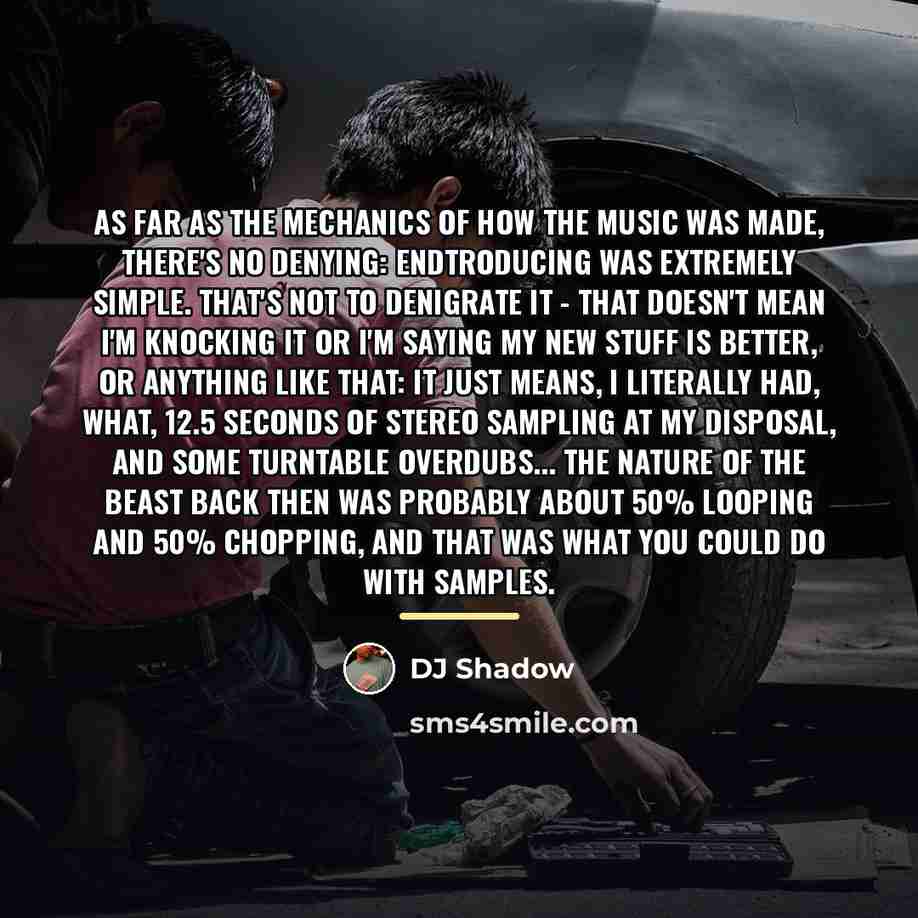“As far as the mechanics of how the music was…” quote by DJ Shadow