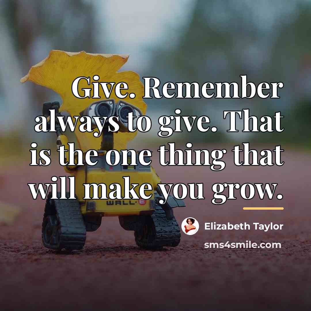 “Give. Remember always to give. That is the one thing…” quote by Elizabeth Taylor