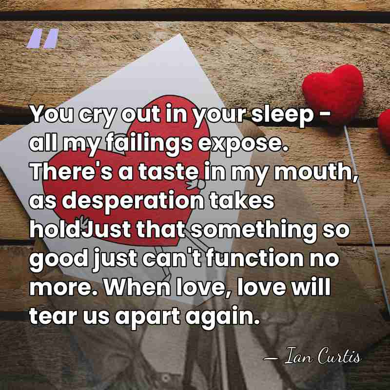 You cry out in your sleep - all my failings expose. There's&hellip; - Ian Curtis