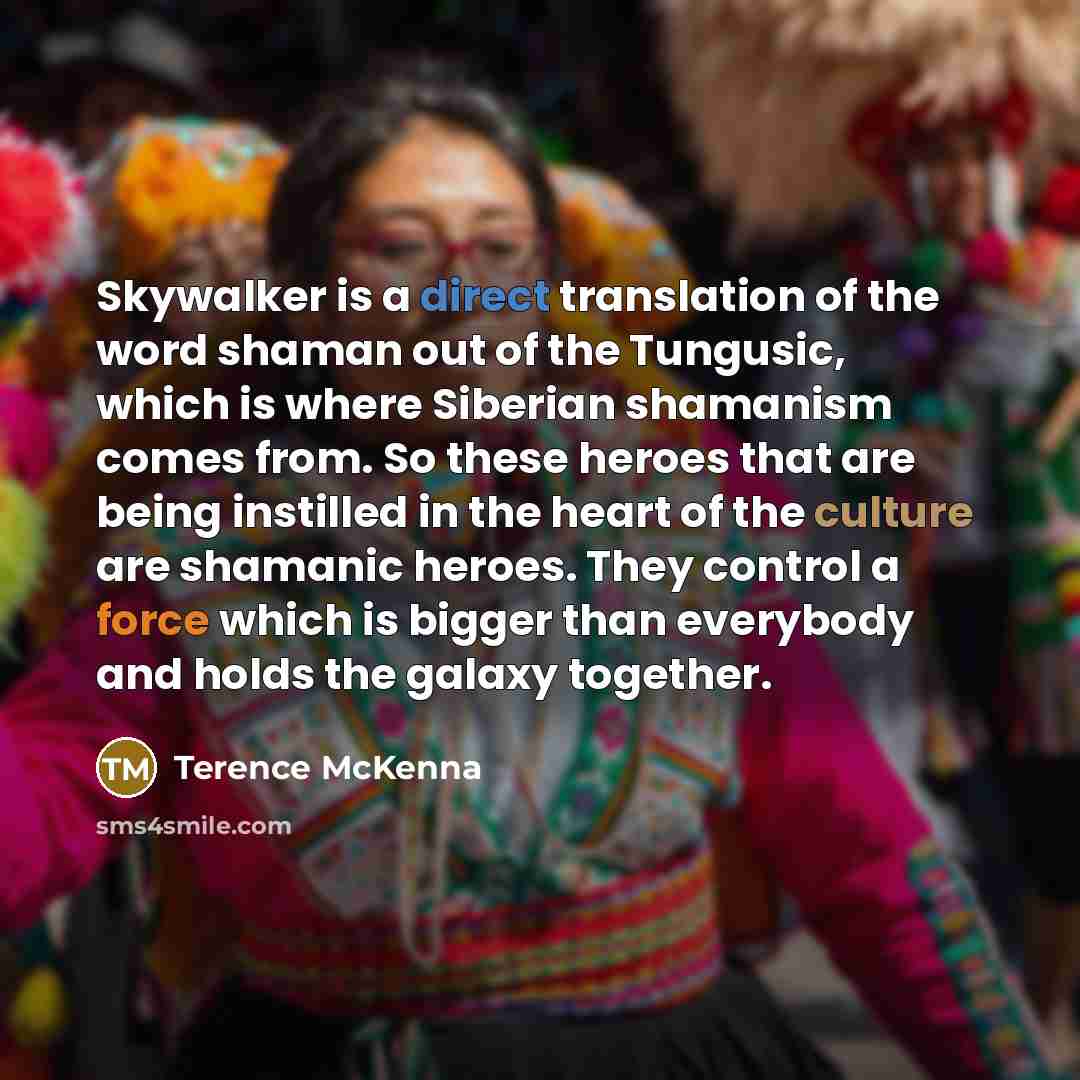 “Skywalker is a direct translation of the word shaman out…” quote by Terence McKenna
