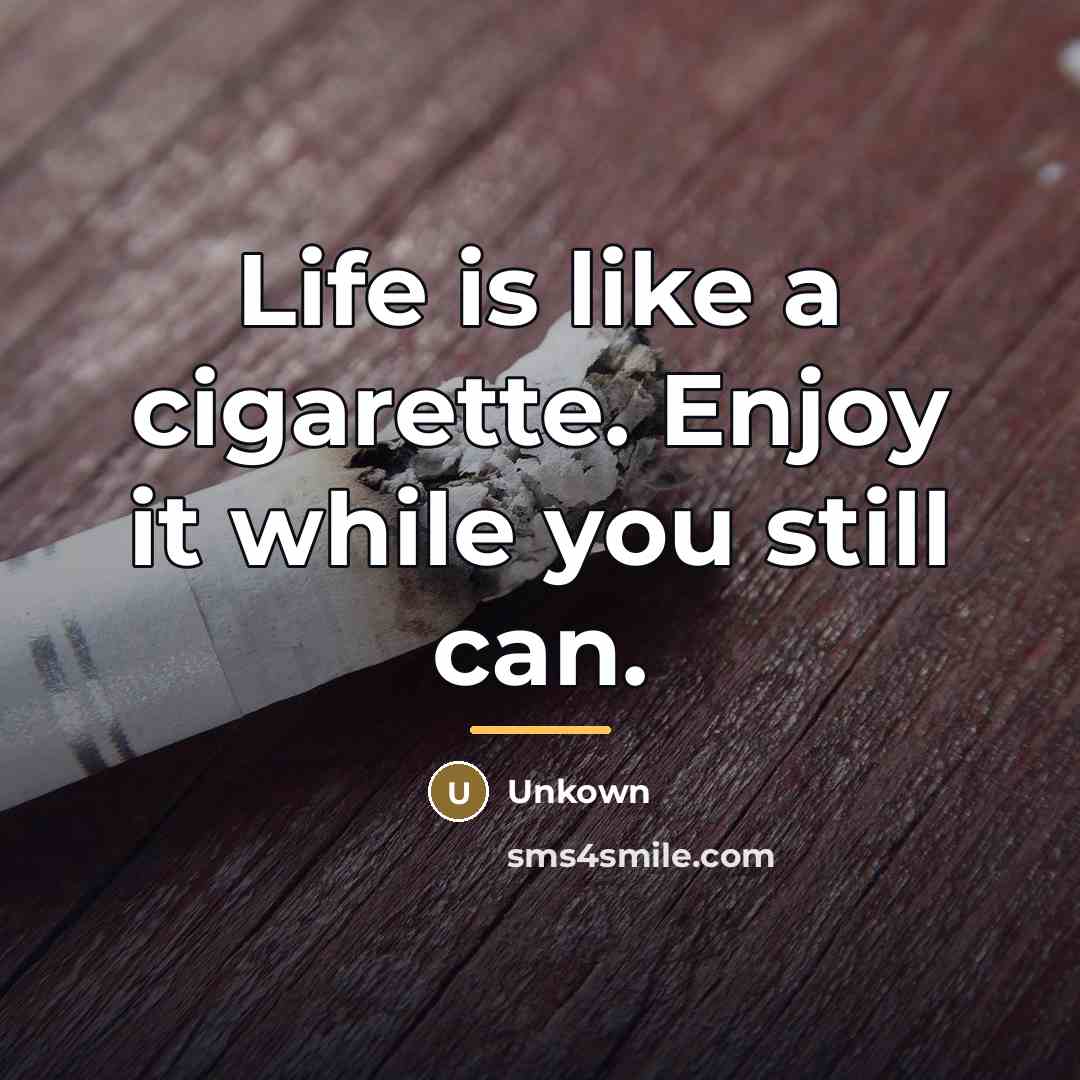 “Life is like a cigarette. Enjoy it while you still…” quote by Unkown