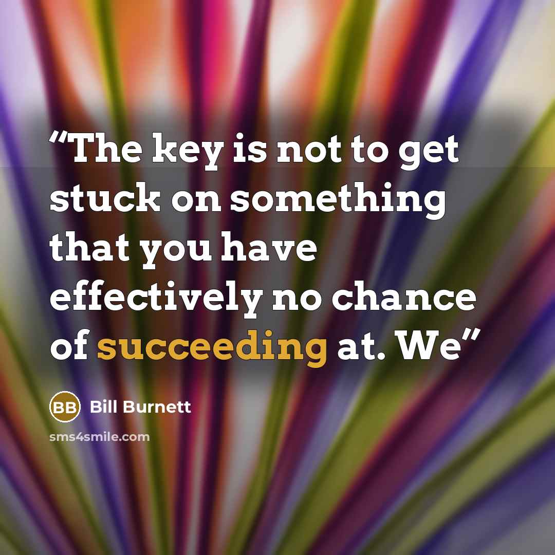 “The key is not to get stuck on something that you have effectively no chance of succeeding at. We” quote by Bill Burnett