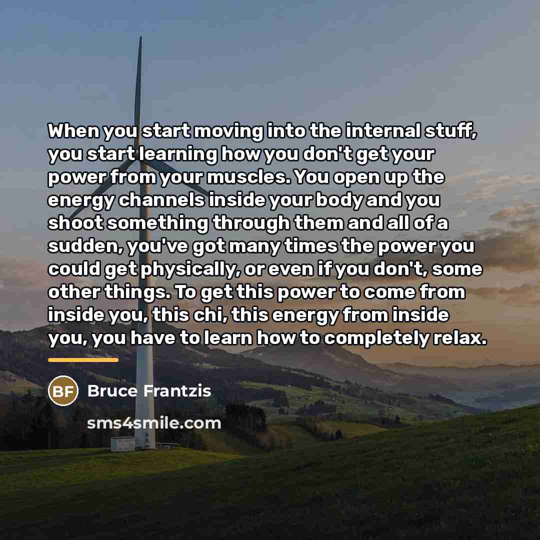 “When you start moving into the internal stuff, you start…” quote by Bruce Frantzis