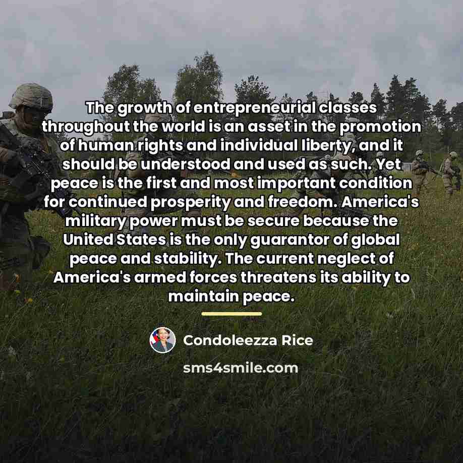 “The growth of entrepreneurial classes throughout the world is an…” quote by Condoleezza Rice
