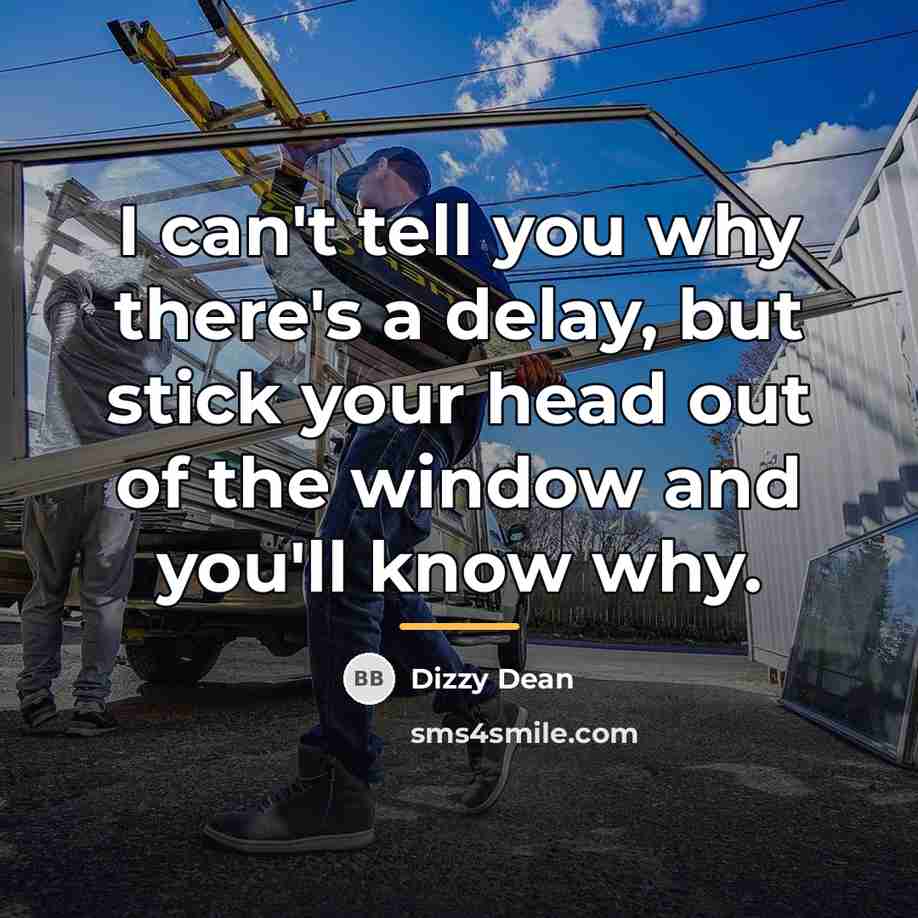 “I can't tell you why there's a delay, but stick…” quote by Dizzy Dean