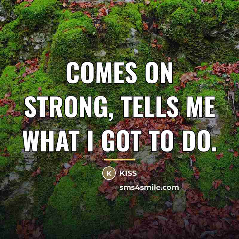 “Comes on strong, tells me what I got to do.…” quote by Kiss