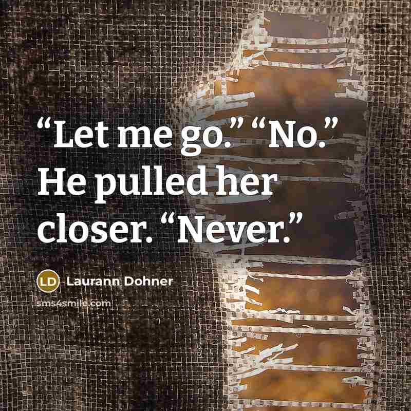 “Let me go.” “No.” He pulled her closer. “Never.” quote by Laurann Dohner