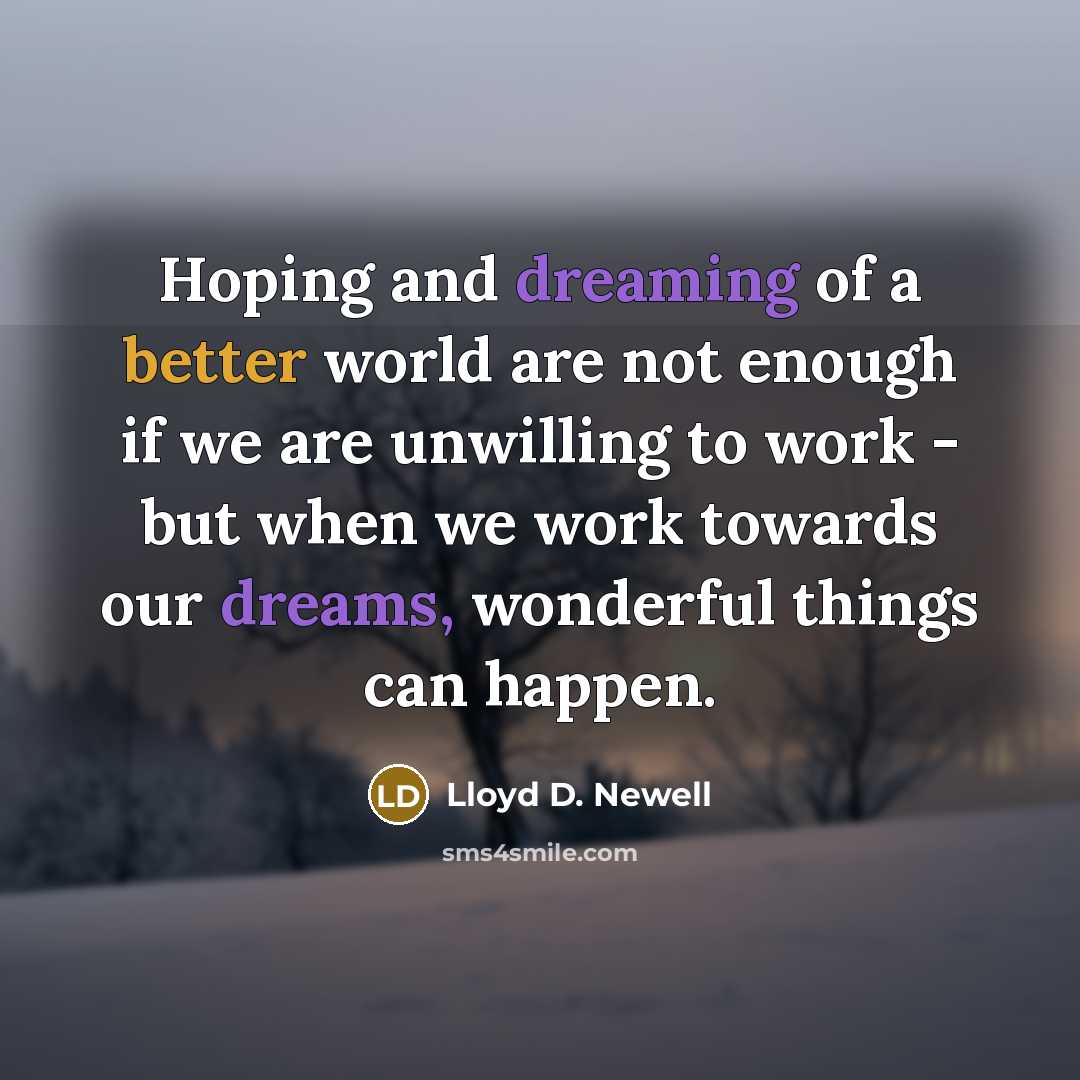 “Hoping and dreaming of a better world are not enough…” quote by Lloyd D. Newell