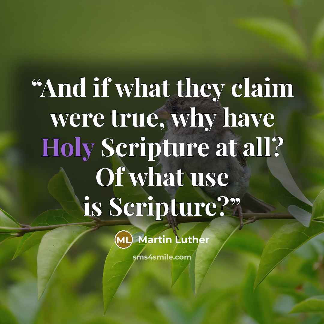 “And if what they claim were true, why have Holy Scripture at all? Of what use is Scripture?” quote by Martin Luther