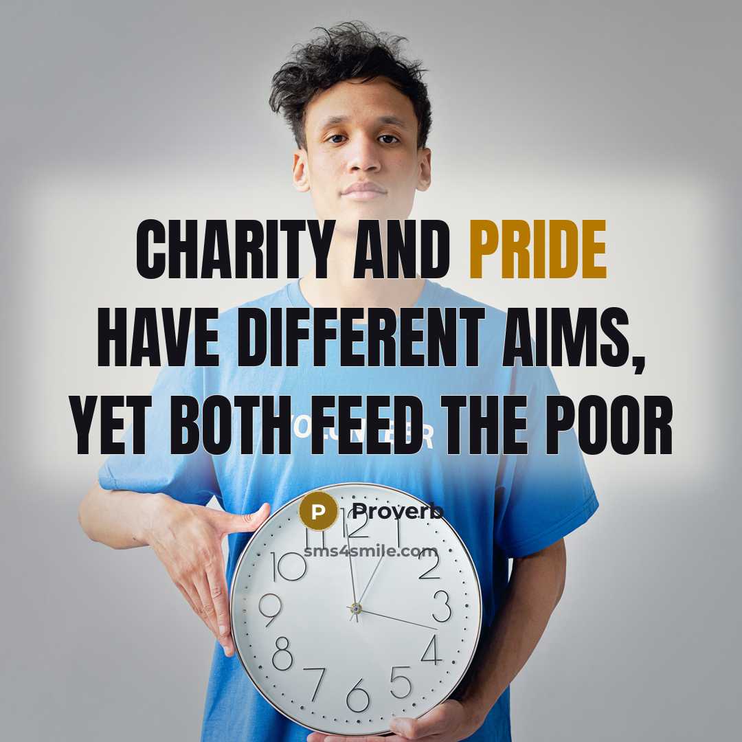 “Charity and pride have different aims, yet both feed the…” quote by Proverb