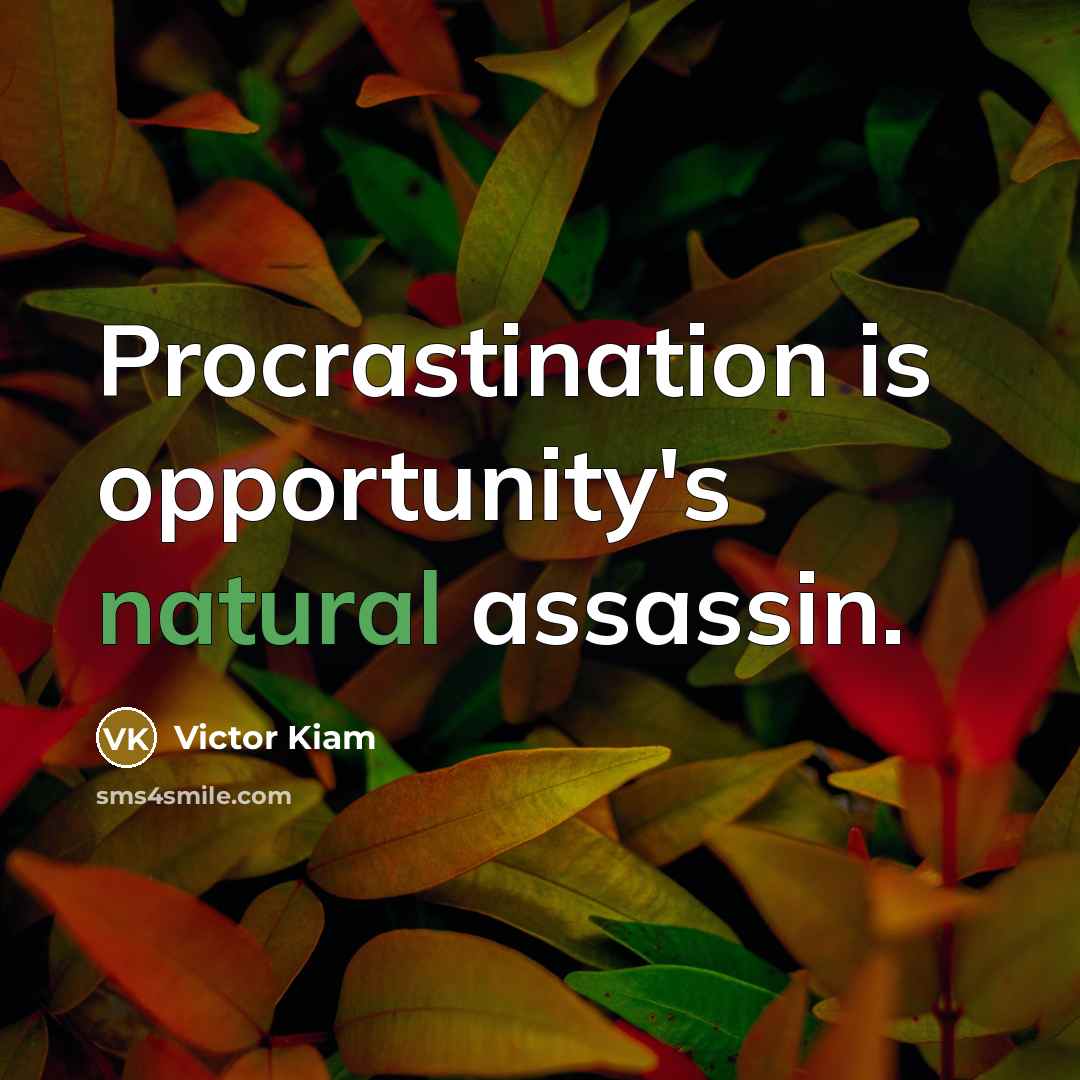 “Procrastination is opportunity's natural assassin.” quote by Victor Kiam