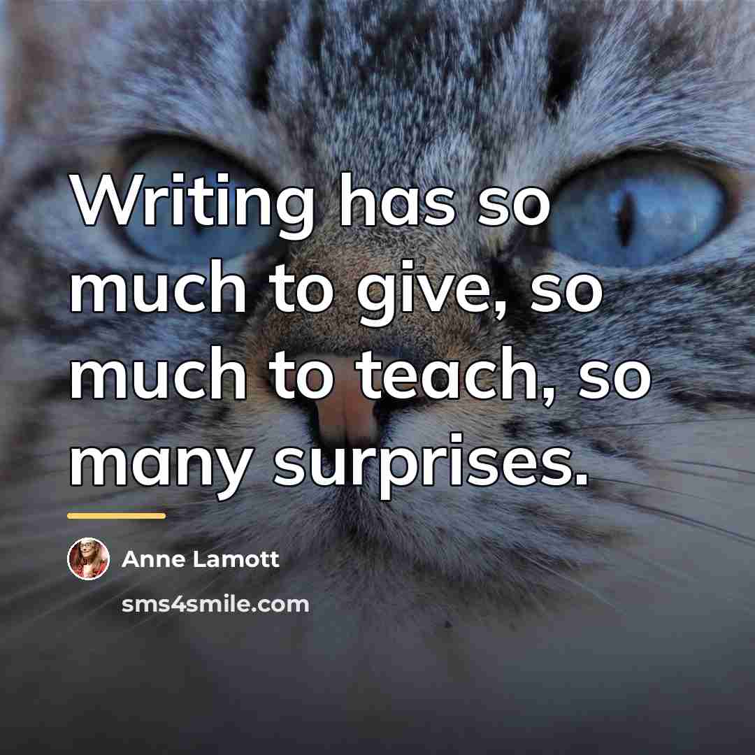 “Writing has so much to give, so much to teach,…” quote by Anne Lamott