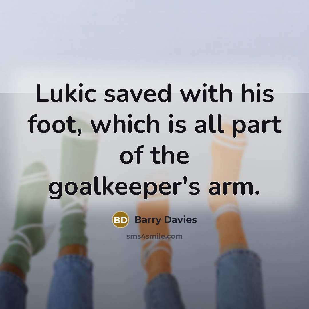 “Lukic saved with his foot, which is all part of…” quote by Barry Davies
