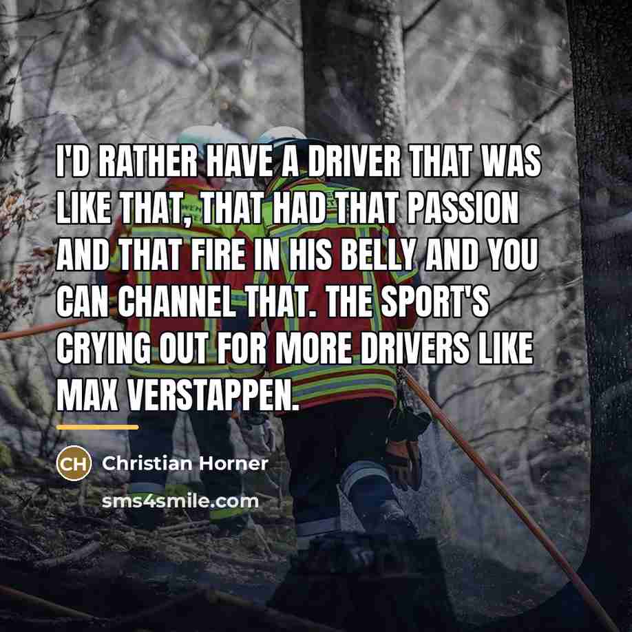 “I'd rather have a driver that was like that, that…” quote by Christian Horner