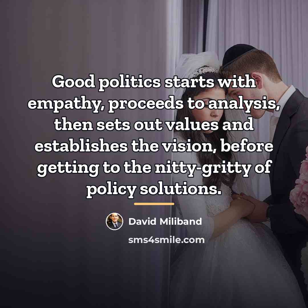 “Good politics starts with empathy, proceeds to analysis, then sets…” quote by David Miliband