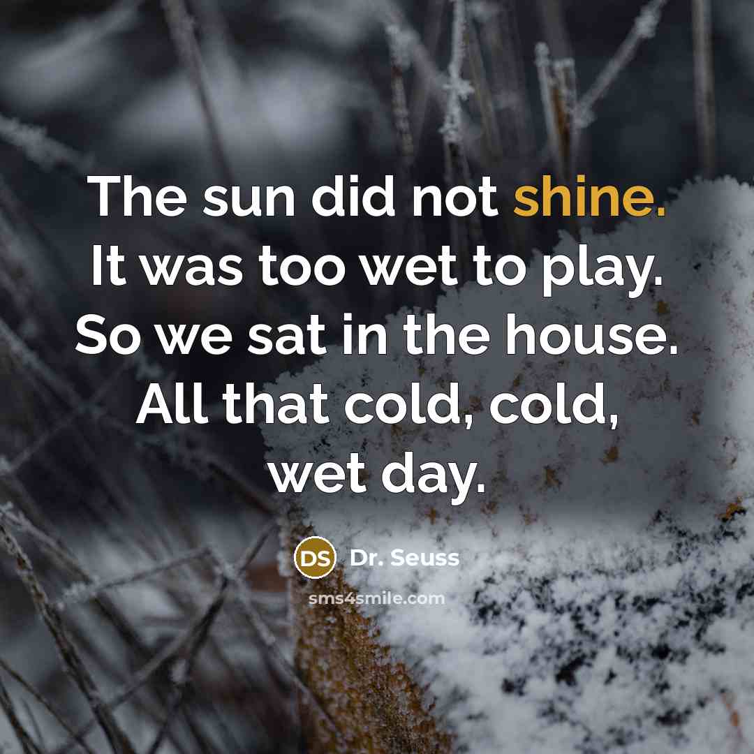 “The sun did not shine. It was too wet to…” quote by Dr. Seuss