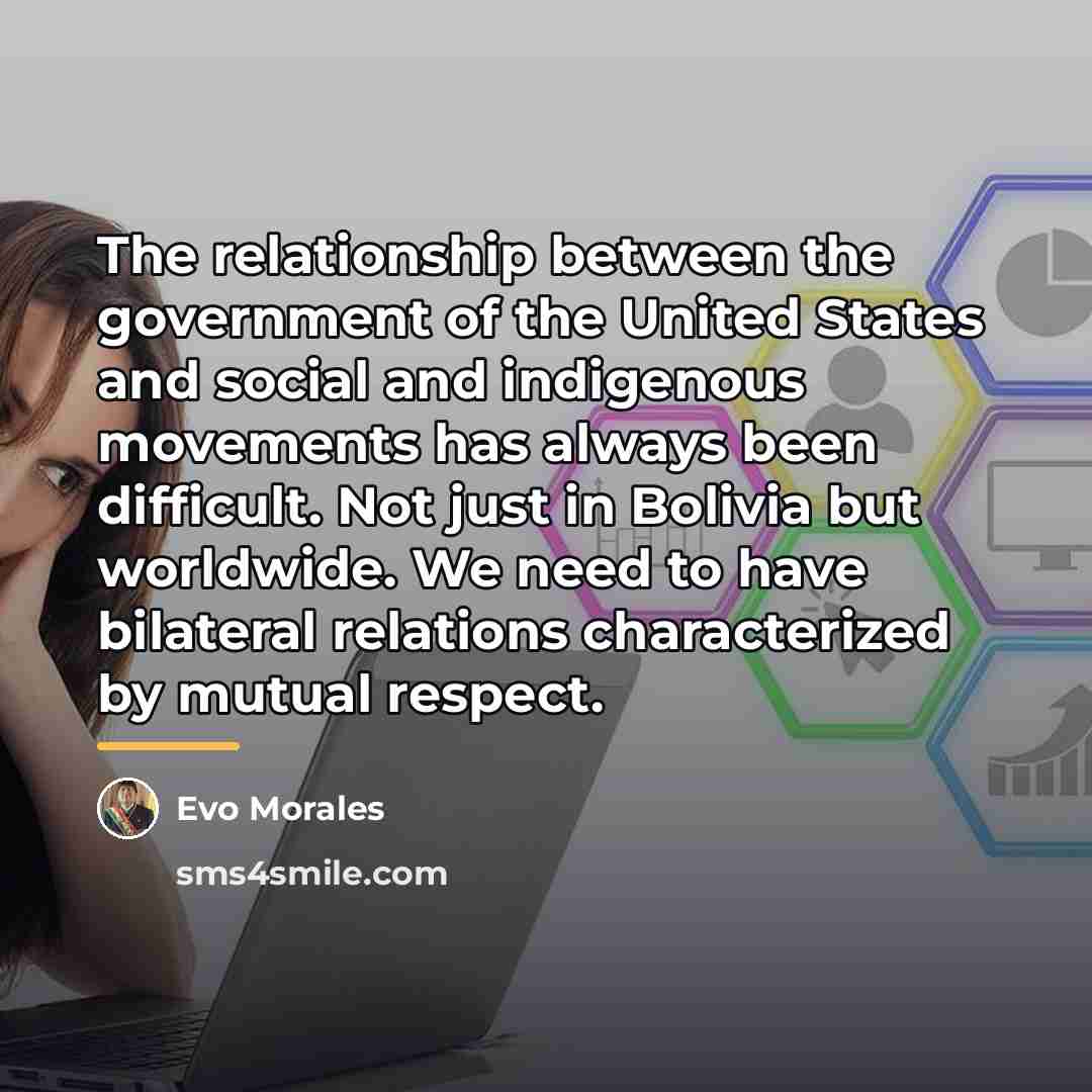 “The relationship between the government of the United States and…” quote by Evo Morales