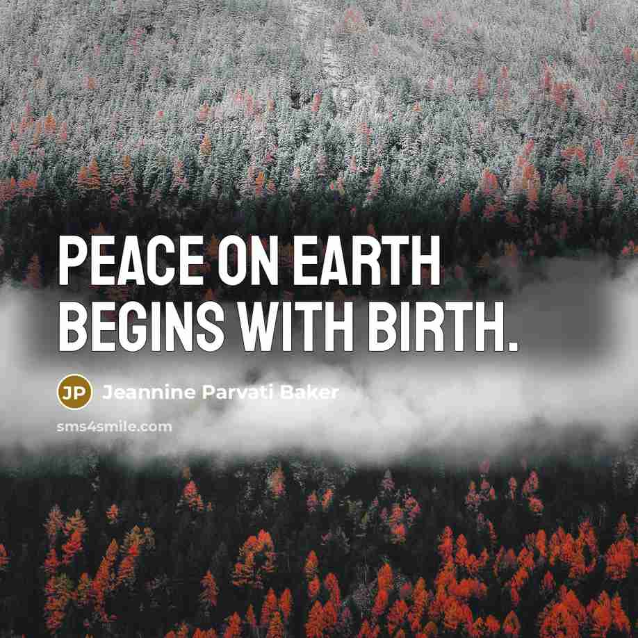 “Peace on earth begins with birth.…” quote by Jeannine Parvati Baker