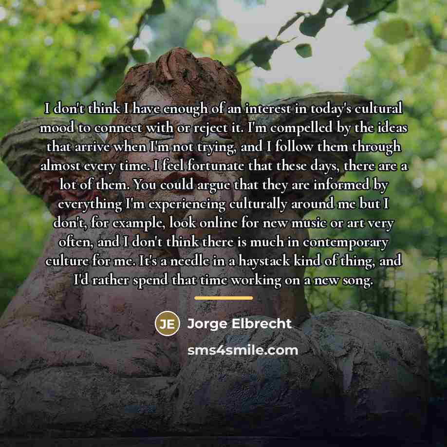 “I don't think I have enough of an interest in…” quote by Jorge Elbrecht