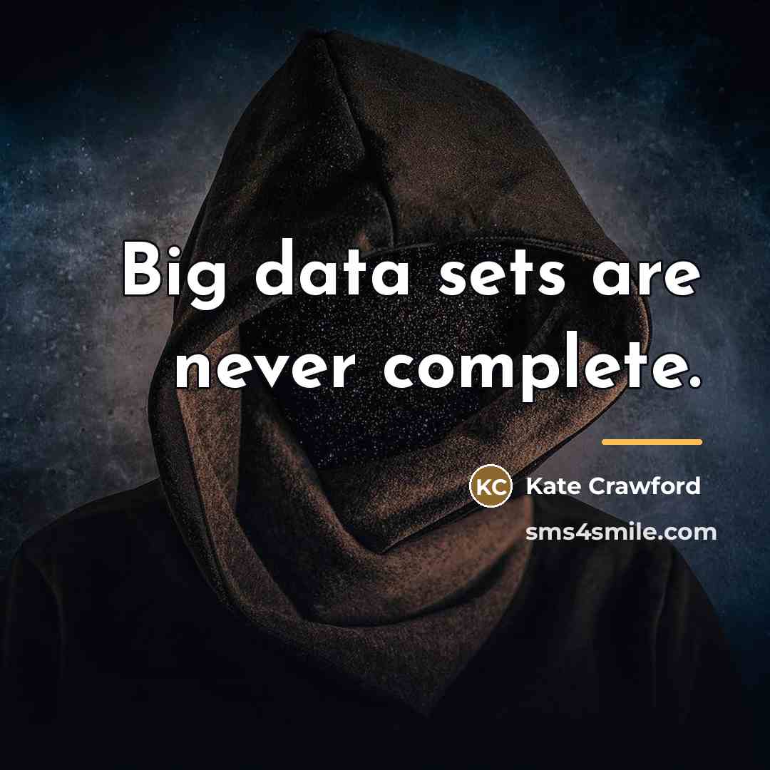 “Big data sets are never complete.…” quote by Kate Crawford