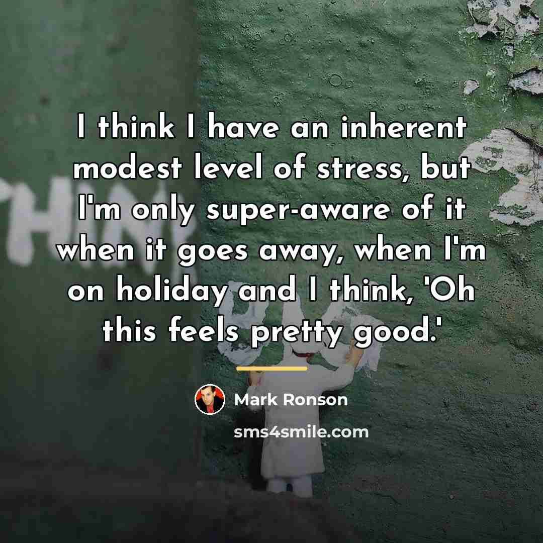 “I think I have an inherent modest level of stress,…” quote by Mark Ronson