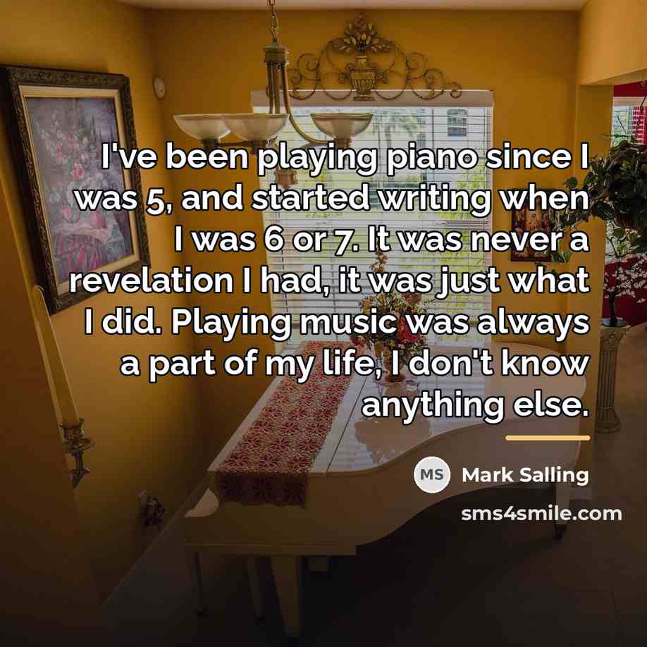 “I've been playing piano since I was 5, and started…” quote by Mark Salling