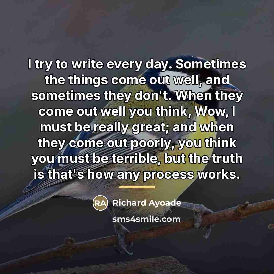 “I try to write every day. Sometimes the things come…” quote by Richard Ayoade