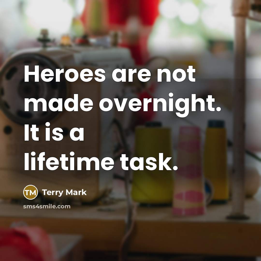 “Heroes are not made overnight. It is a lifetime task.…” quote by Terry Mark