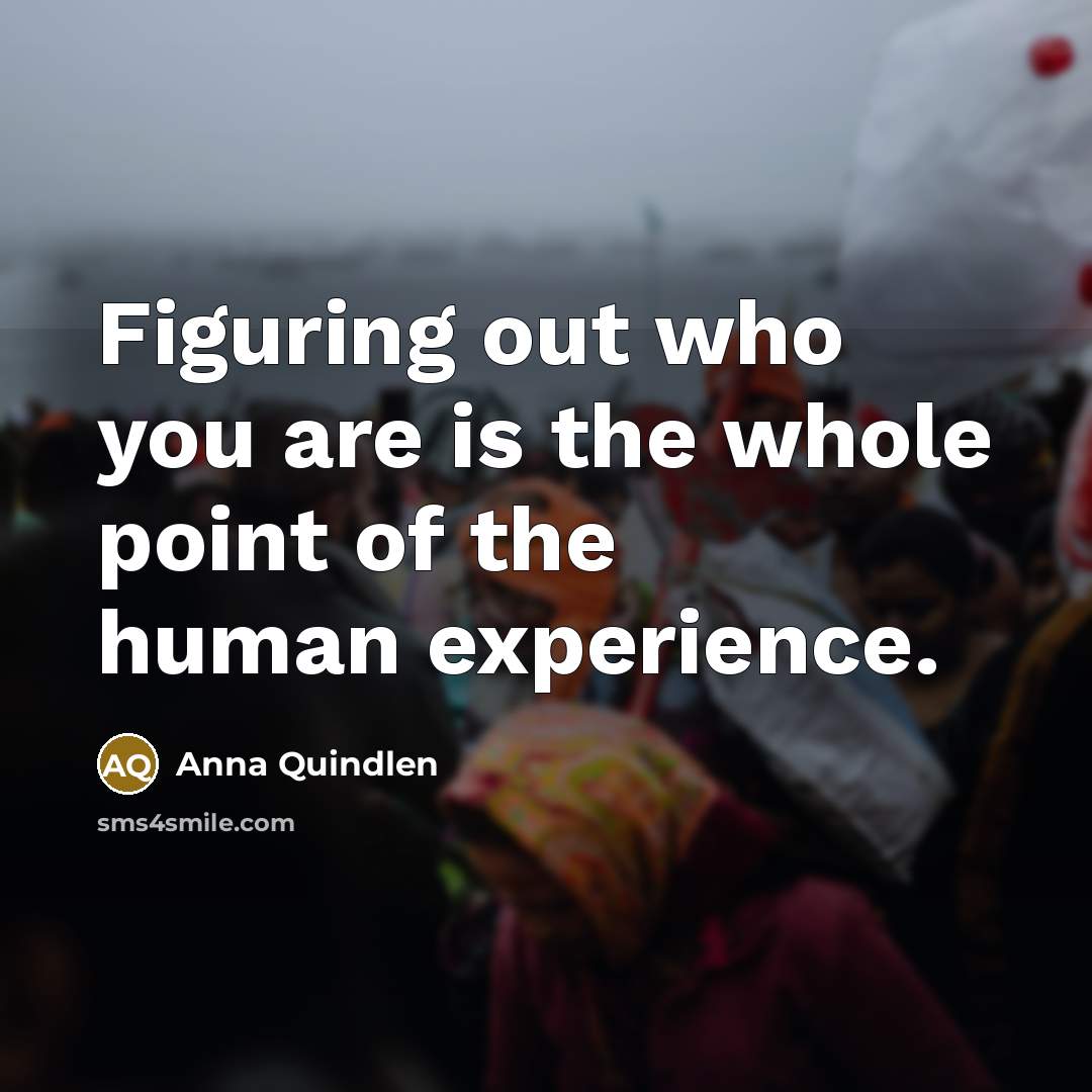 “Figuring out who you are is the whole point of…” quote by Anna Quindlen