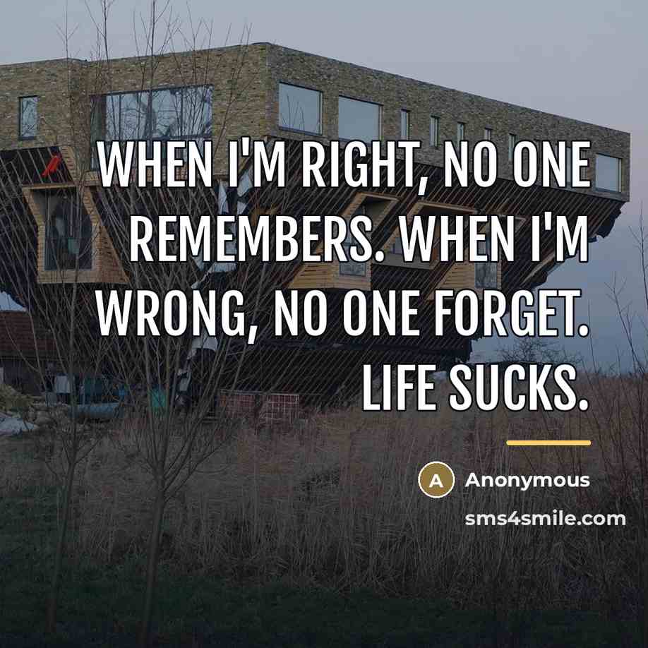 “When I'm right, no one remembers. When I'm wrong, no…” quote by Anonymous