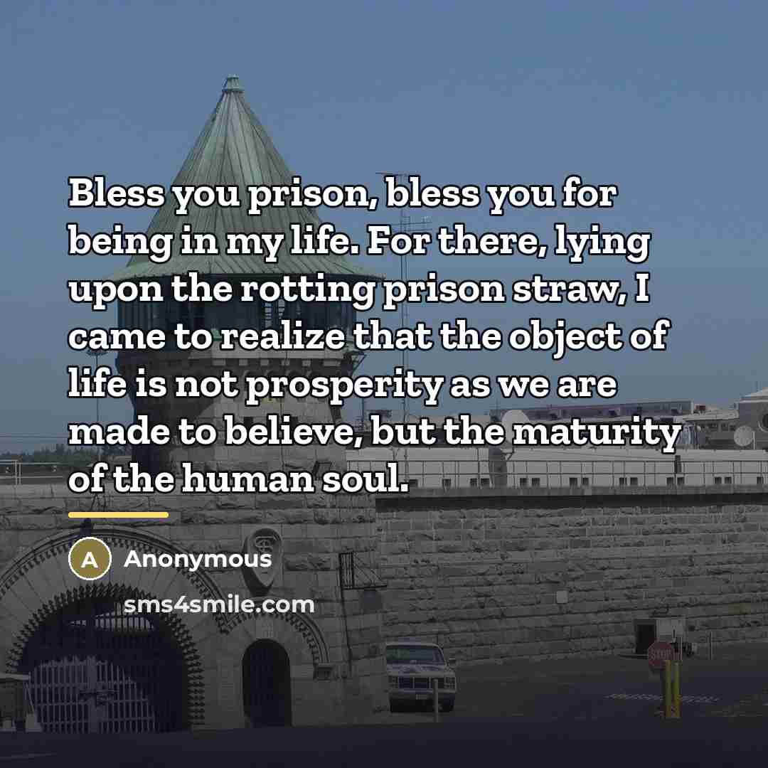 “Bless you prison, bless you for being in my life.…” quote by Anonymous