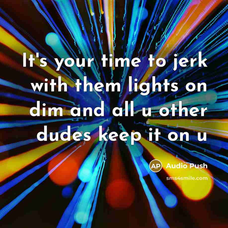 “It's your time to jerk with them lights on dim…” quote by Audio Push