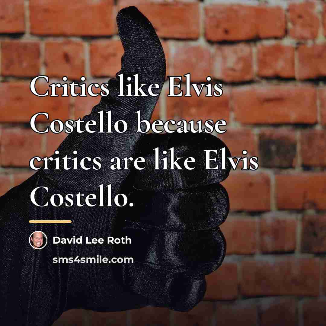 “Critics like Elvis Costello because critics are like Elvis Costello.…” quote by David Lee Roth