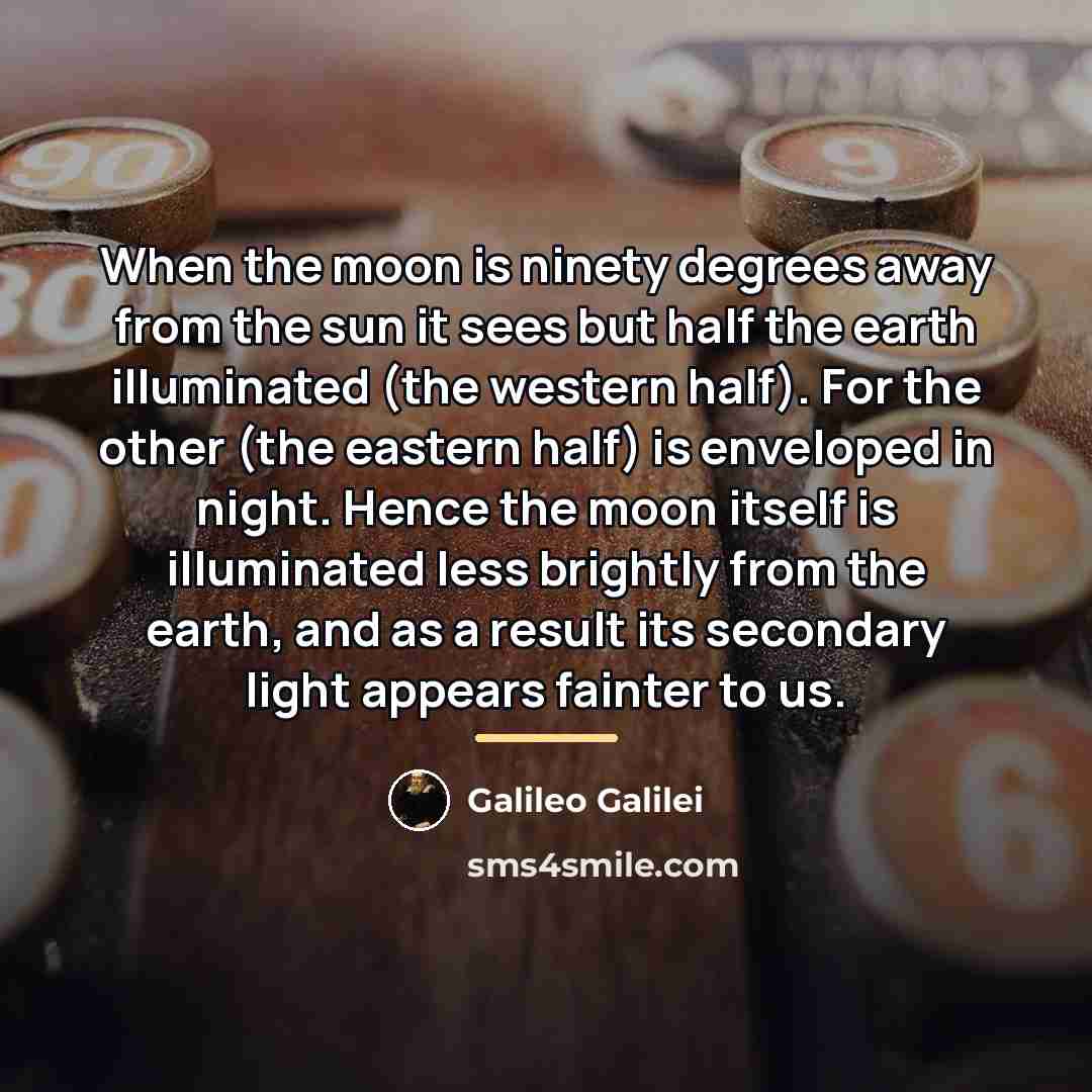“When the moon is ninety degrees away from the sun…” quote by Galileo Galilei