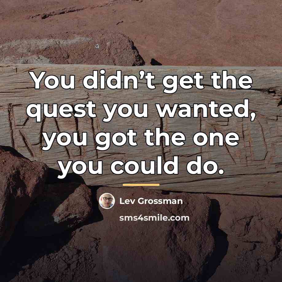 “You didn’t get the quest you wanted, you got the…” quote by Lev Grossman