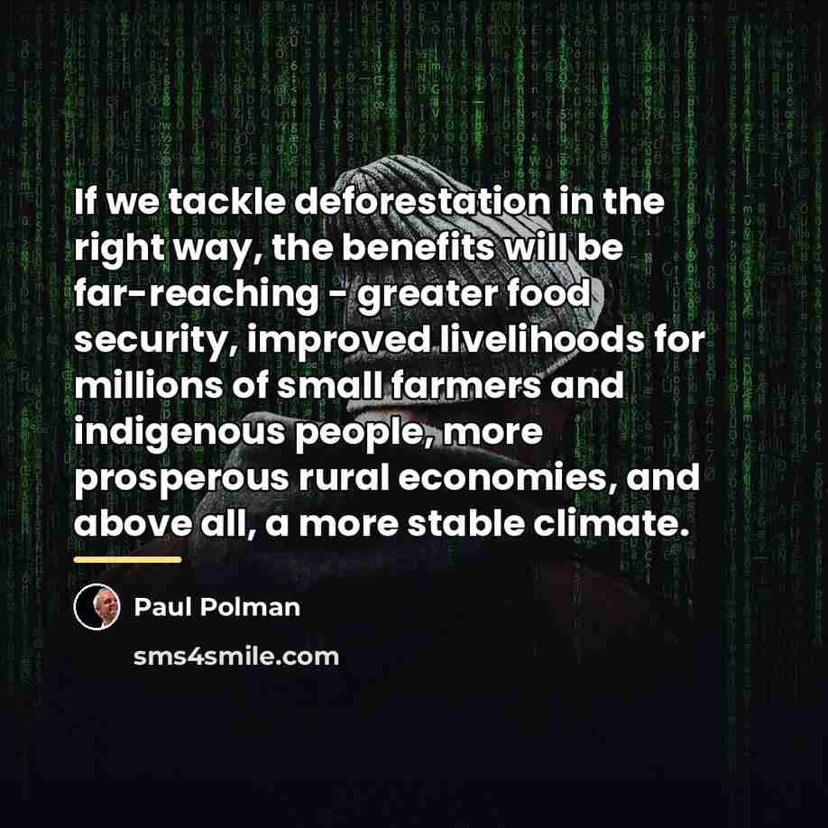 “If we tackle deforestation in the right way, the benefits…” quote by Paul Polman