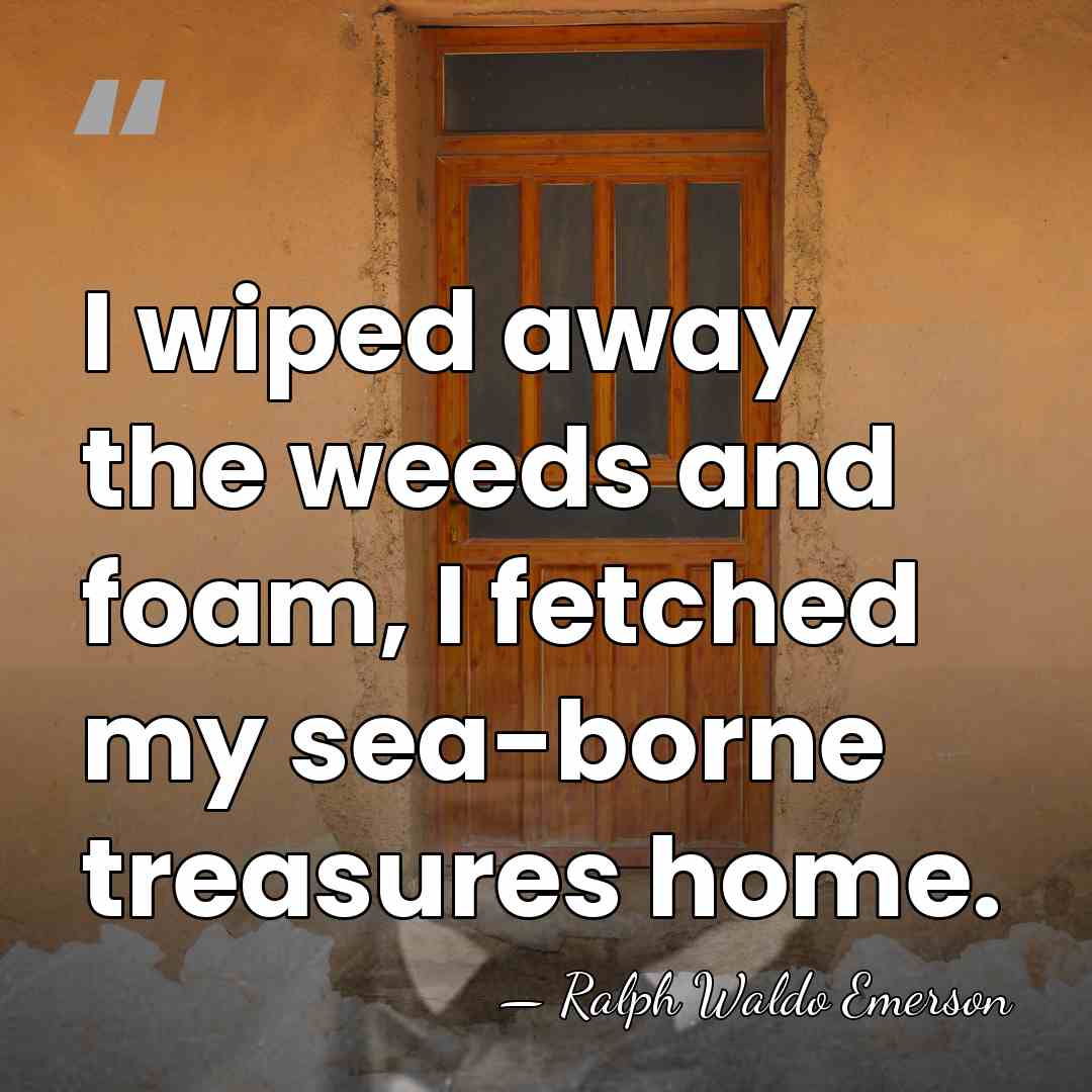 I wiped away the weeds and foam, I fetched my sea-borne treasures&hellip; - Ralph Waldo Emerson