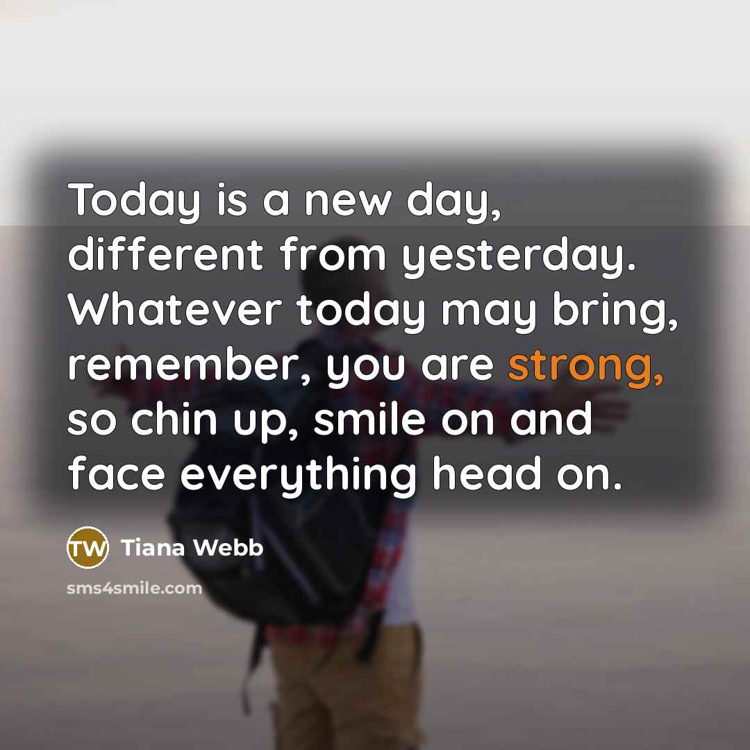 “Today is a new day, different from yesterday. Whatever today…” quote by Tiana Webb