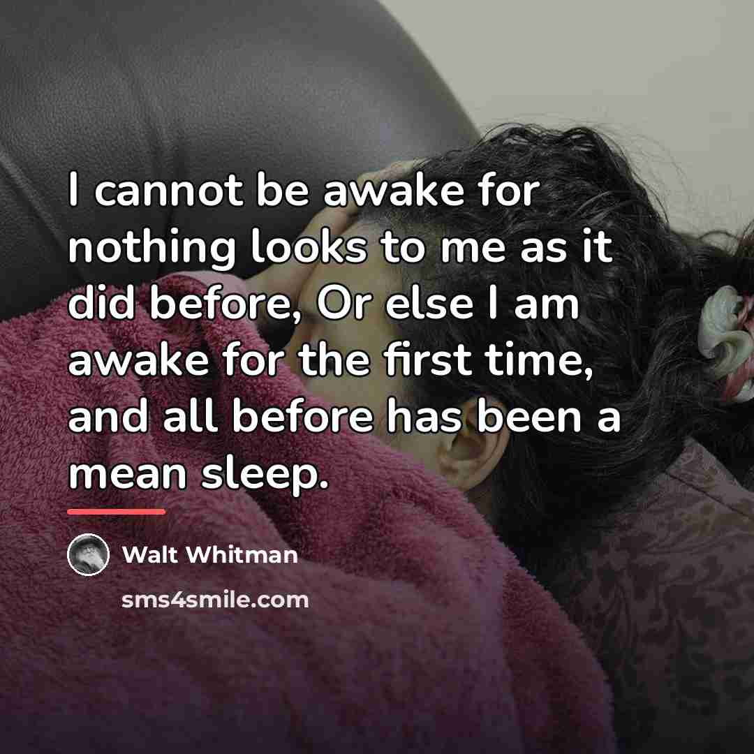 “I cannot be awake for nothing looks to me as…” quote by Walt Whitman