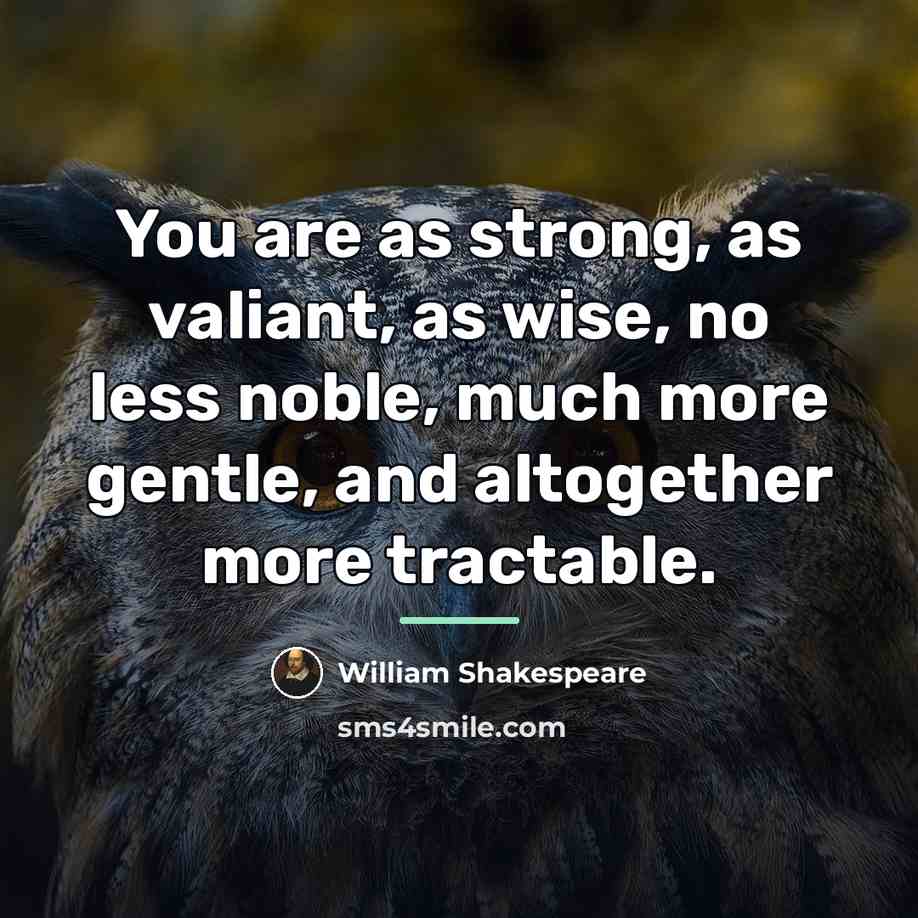 “You are as strong, as valiant, as wise, no less…” quote by William Shakespeare