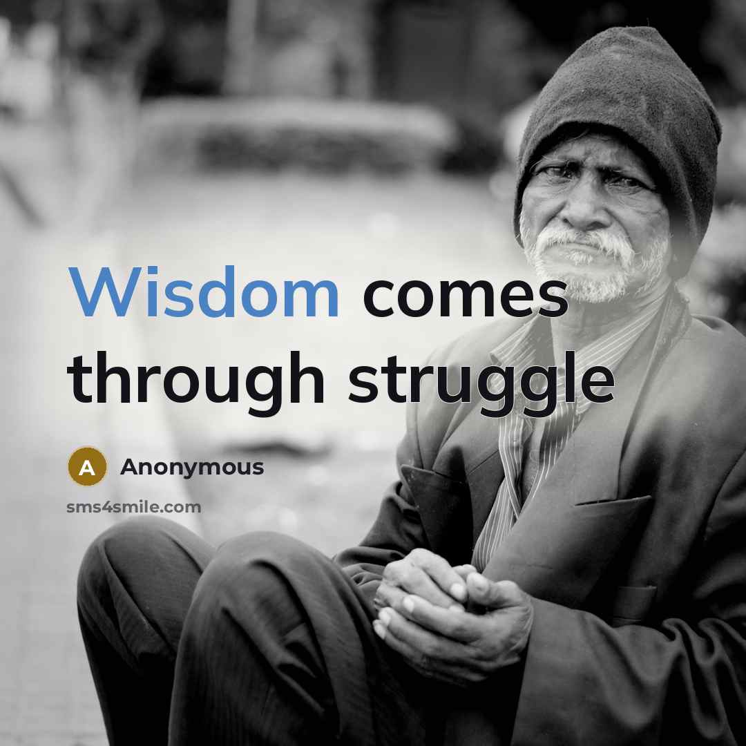 “Wisdom comes through struggle” quote by Anonymous