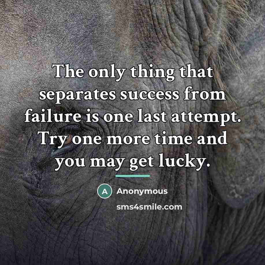 “The only thing that separates success from failure is one…” quote by Anonymous